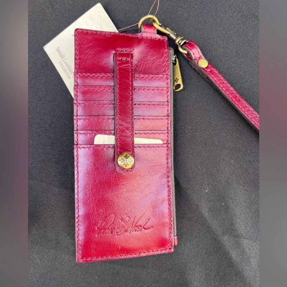 Patricia Nash Maroon Leather Wristlet Patricia New with Tags RFID PROTECTED